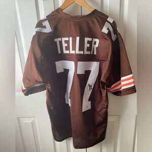 Wyatt Teller #77 Cleveland Browns Authenticated Autographed Signed Jersey SZ XL